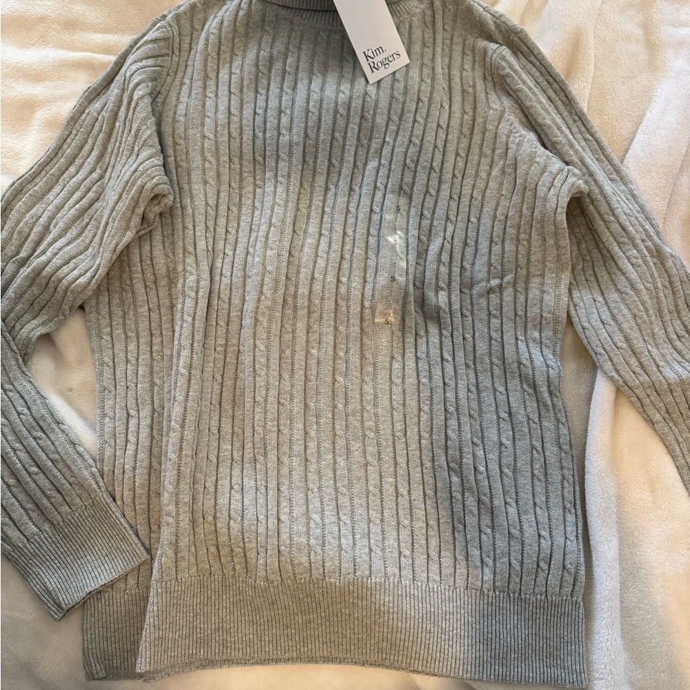 Kim Rogers Light Gray Ribbed Sweater